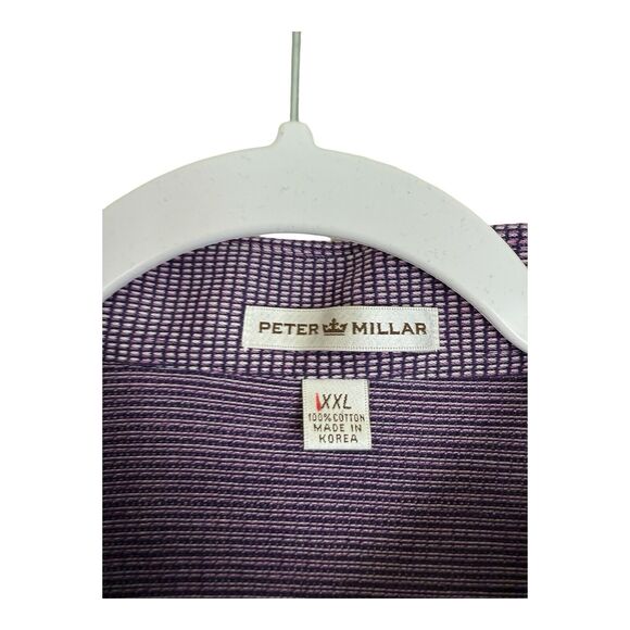 Peter Millar Polo Shirt Mens Size XXL Purple Stripe Cotton Short Sleeves - Picture 8 of 8